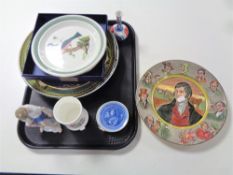 A tray containing continental figure, Royal Worcester vase on raised feet,
