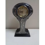 An Art Nouveau silver mounted mantel timepiece clock with Birmingham marks