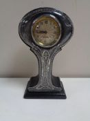 An Art Nouveau silver mounted mantel timepiece clock with Birmingham marks