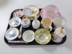A tray containing cabinet china to include Royal Worcester and Minton dishes, commemorative wear,