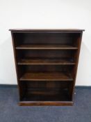 A set of Webber Furniture oak open bookshelves.