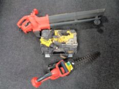A case of Dewalt 18v drill and 18v hand saw with no batteries together with a Sovereign electric