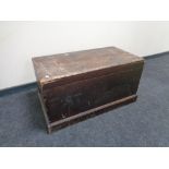 An antique pine box, fitted two internal drawers.