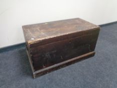 An antique pine box, fitted two internal drawers.