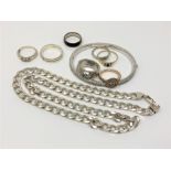A quantity of jewellery items to include - silver flat link necklace (48g), Ted Baker bangle,