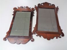 Two George III mahogany fretwork mirrors