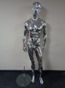 A male shop mannequin on glass stand (silver)