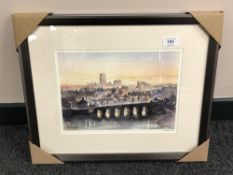 After Tom MacDonald : Old Durham, reproduction in colours, signed in pencil, 21 cm by 30 cm, framed.