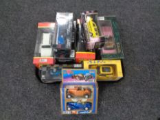 Nine boxed die cast vehicles to include Toyota Land Cruiser, Fiat,