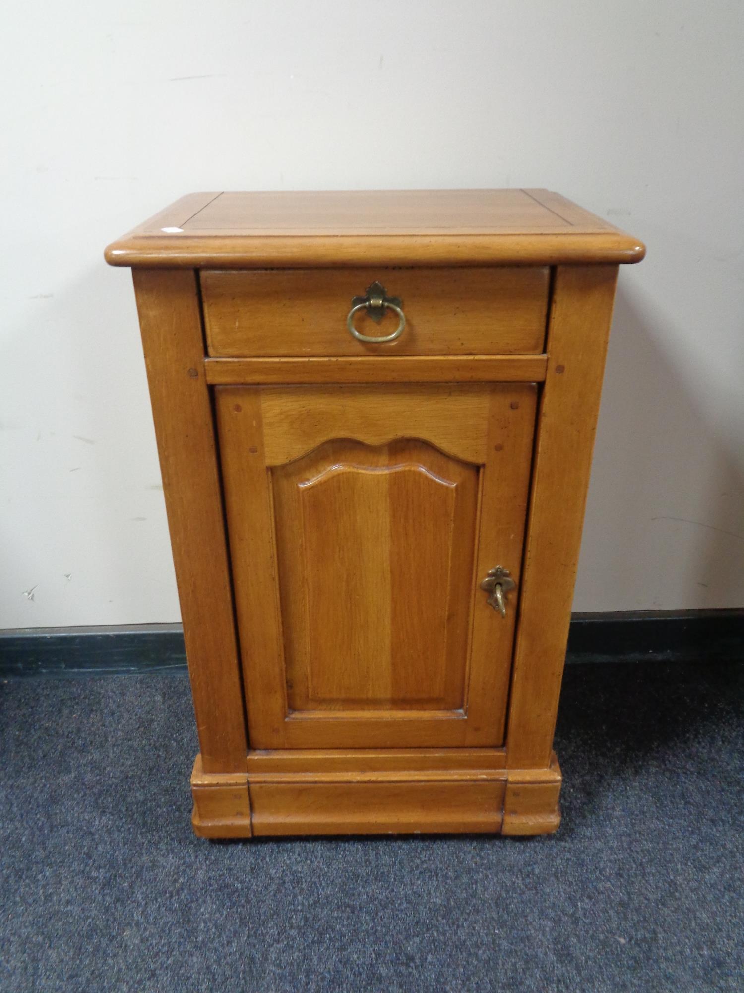 A contemporary four drawer chest with brass drop handles together with matching bedside cabinet, - Image 2 of 2