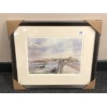 After Tom MacDonald : The Mouth of the Tyne, reproduction in colours, signed in pencil,