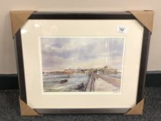 After Tom MacDonald : The Mouth of the Tyne, reproduction in colours, signed in pencil,