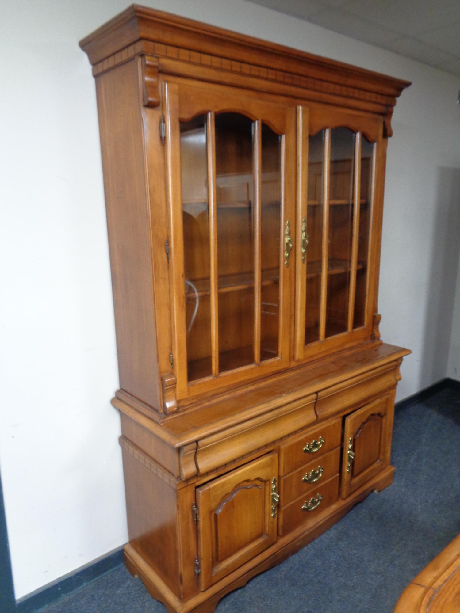An eight piece Colonial style dining room suite comprising of display cabinet fitted with drawers - Image 2 of 2