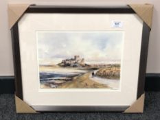 After Tom MacDonald : Bamburgh Castle, reproduction in colours, signed in pencil, 21 cm by 30 cm,