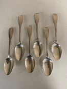 Six silver teaspoons, 123.3g, London 1898 x 5.