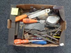 A box of vintage hand tools,
