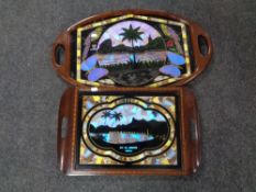 Two 20th century tourist butterfly trays.