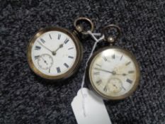 Two antique silver pocket watches (2) CONDITION REPORT: One missing lens,