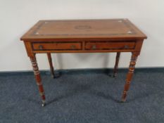 A Victorian mahogany, rosewood banded and ebony and ivory inlaid centre table,