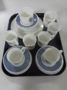 A tray containing 21 pieces of Wedgwood Susie Cooper Design Glenmist tea china.