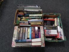 Three boxes containing early 20th century and later hardback books to include novels,
