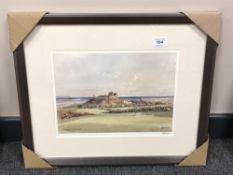 After Tom MacDonald : Bamburgh Golf Course, reproduction in colours, signed in pencil,