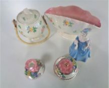 A tray containing Coalport Ladies of Fashion figure, Regina,