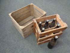 A vintage wooden fruit crate and a H.P.