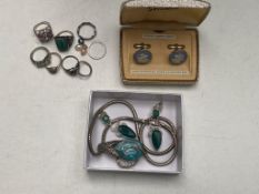 A quantity of assorted silver jewellery together with a pair of Wedgwood Jasperware cuff links.