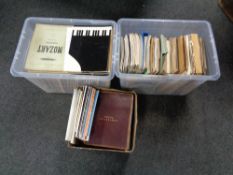 Two crates and a box containing a large quantity of sheet music together with a further box