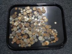 A large quantity of silver grade pre 1947 coins, three pence mounted bracelet part, half crowns,