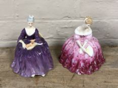 Two Royal Doulton figures - Victoria HN2471 and Charlotte HN2421 (Chip to dog's head)