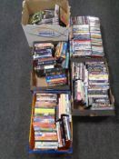 Five boxes containing a large quantity of DVDs and DVD box sets to include X Files, Southpark,