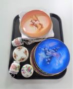 A tray of decorative plates, Royal Worcester and others, with some certificates,