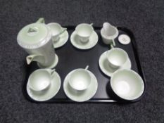 A tray containing a 13 piece Shelley bone china tea service, pattern U.12560, milk jug a/f.