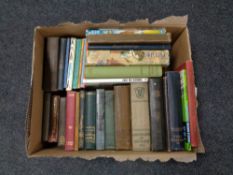 A box containing 20th century books to include children's bible, big book of needle craft,