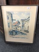 Continental School : Street scene, Reproduction in colours, 36 cm x 48 cm, signed Karlin, dated '59,