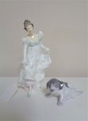 A Royal Doulton figure - Minuet HN 2019 and a Royal Copenhagen figure number 1311 of a puppy