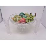 A good cut glass lead crystal raised fruit bowl,