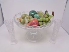 A good cut glass lead crystal raised fruit bowl,