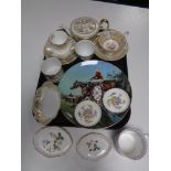 A tray containing assorted china to include Minton and Wedgwood, pin trays and shallow dishes,