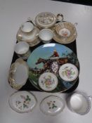 A tray containing assorted china to include Minton and Wedgwood, pin trays and shallow dishes,
