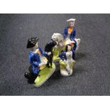 Three Staffordshire flat backed figures - Jack Tar,