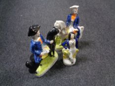 Three Staffordshire flat backed figures - Jack Tar,