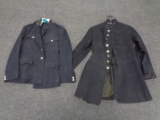 A vintage Blackburn police tunic with buttons and one other tunic