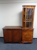 An inlaid mahogany Regency style double door sideboard together with corner display unit