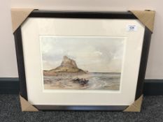 After Tom MacDonald : Lindisfarne Castle, reproduction in colours, signed in pencil, 21 cm by 30 cm,