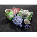 A tray of Maling and Ringtons china to include Chintz teapot, Peony rose vase, Rosine basket,