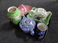 A tray of Maling and Ringtons china to include Chintz teapot, Peony rose vase, Rosine basket,