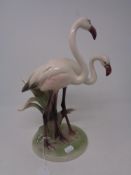 An Austrian Keramos porcelain figure of flamingos
